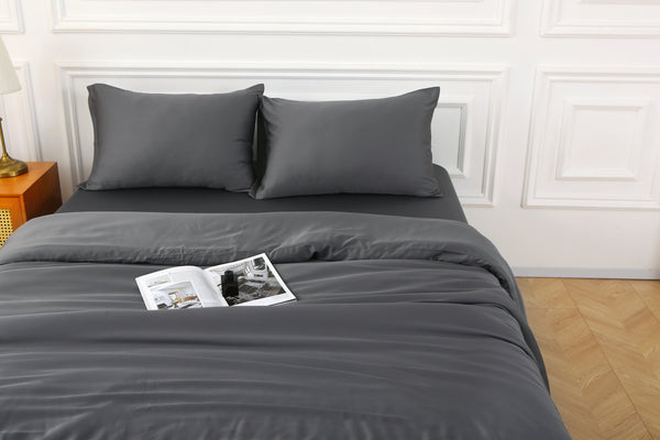 Silky Soft Organic Bamboo Quilt Covers - Charcoal