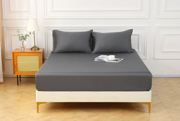 Silky Soft Organic Bamboo Fitted Sheet - Charcoal