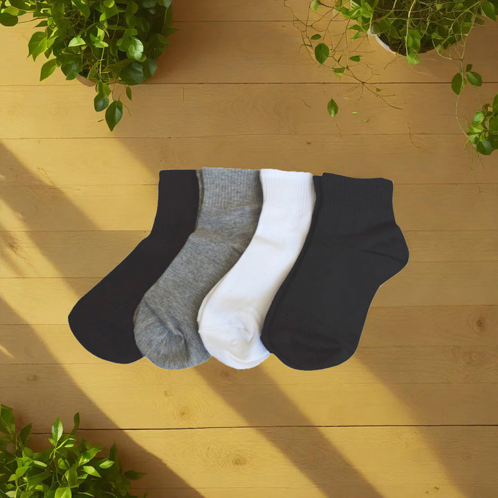 Organic Bamboo Blend Men's Mid Crew Socks 4-Colour Set (Size AU Men 5-9) - Lovalin