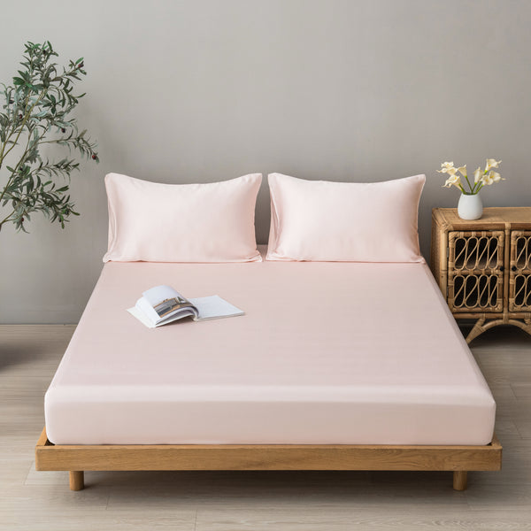 Silky Soft Organic Bamboo Fitted Sheet - Light Pink